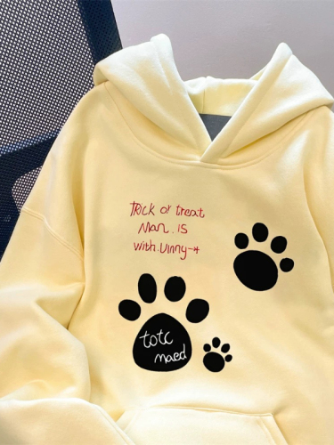 Korean style lazy style cute dog paw print sweatshirt for women spring and autumn trendy brand high-end oversize hoodie jacket