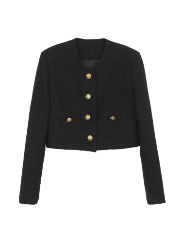 Celebrity Hall Black Small Fragrance Style Cardigan Jacket Women's Classic Women's Fashion Korean Style Western Style Versatile Short Top