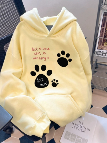 Korean style lazy style cute dog paw print sweatshirt for women spring and autumn trendy brand high-end oversize hoodie jacket