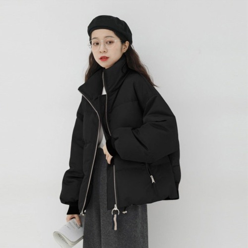 Down jacket women's short 2024 winter new student bread coat silhouette high collar little jacket