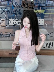 Sweet and spicy style pure desire halter neck vest for women 2024 summer new design off-shoulder slim slimming sleeveless top