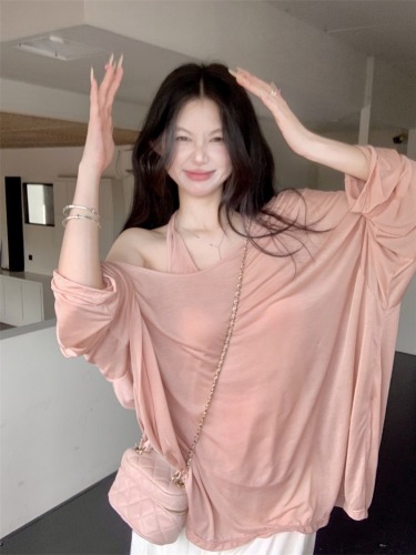 Real shot~Lazy mask set/effortless comfort/relaxing lazy style pure desire tank top T-shirt