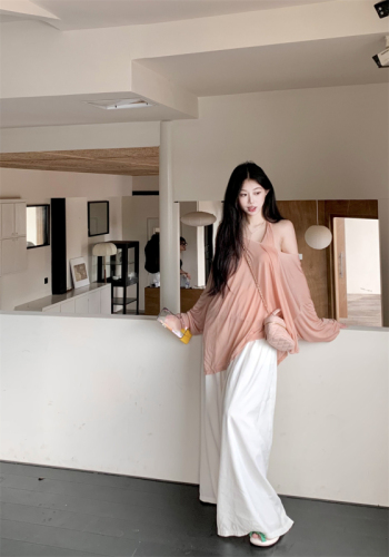 Real shot~Lazy mask set/effortless comfort/relaxing lazy style pure desire tank top T-shirt