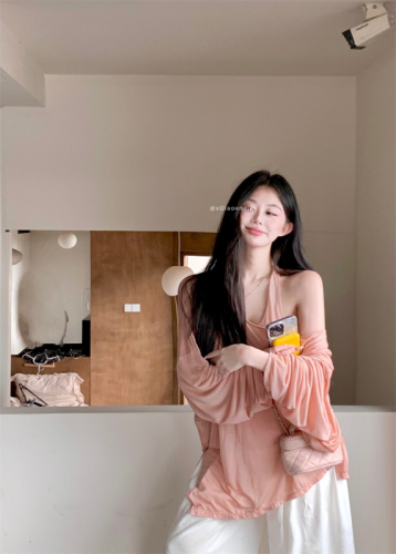 Real shot~Lazy mask set/effortless comfort/relaxing lazy style pure desire tank top T-shirt