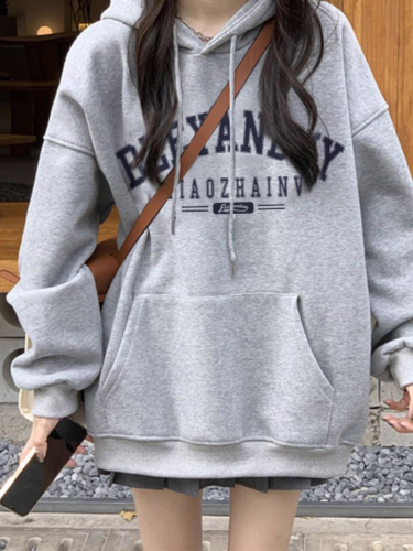 Imitation cotton Chinese cotton composite milk silk 320g silver fox velvet 420g round neck hooded loose sweatshirt