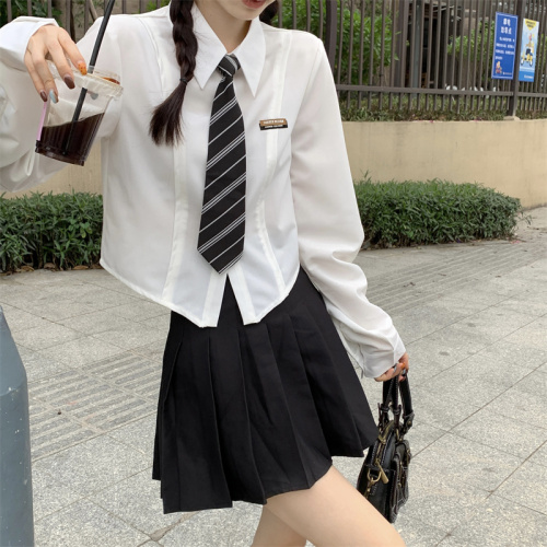 jk制服白色衬衫女半身百褶裙早春装新款穿搭学院风两件套装