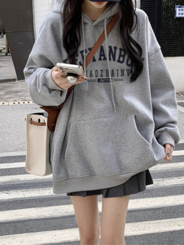 Imitation cotton Chinese cotton composite milk silk 320g silver fox velvet 420g round neck hooded loose sweatshirt