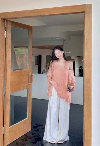 Real shot~Lazy mask set/effortless comfort/relaxing lazy style pure desire tank top T-shirt