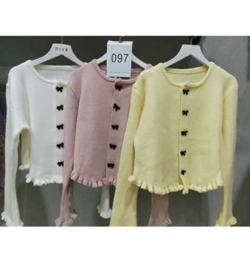 Xiaoxiangfeng Cardigan Sweater Women's 2024 New Winter Slim Bow Short Sweater Jacket Top