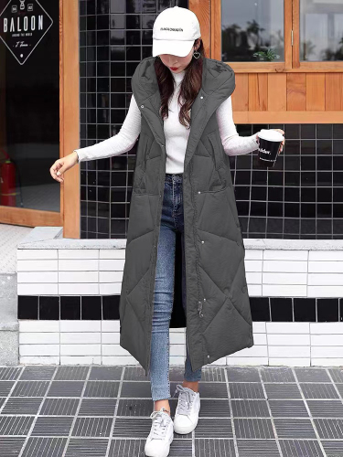 Official picture of the new fashionable autumn and winter down cotton vest trendy ins versatile vest waist mid-length coat for women