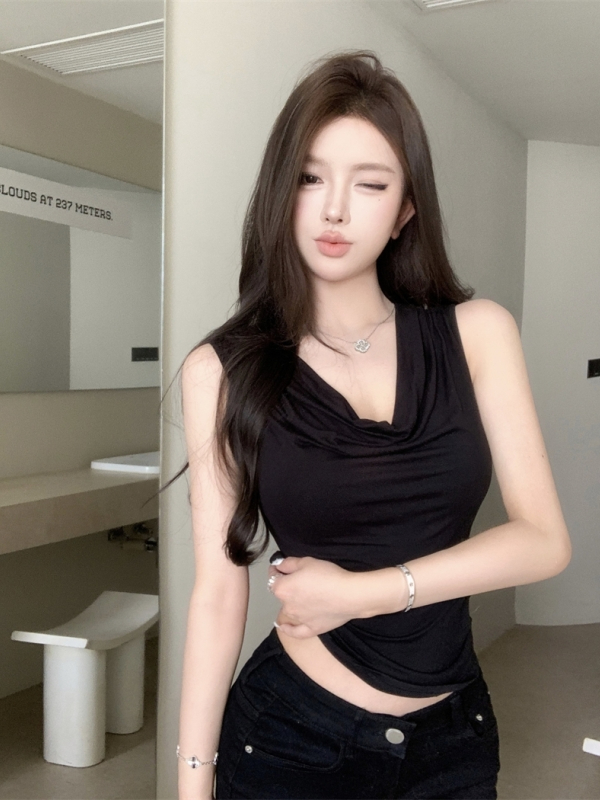 Modal Sleeveless Swing Collar Vest T-shirt Women's Summer New Style Sweet and Spicy Top