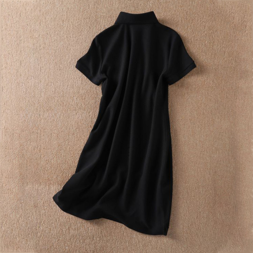 Stylish POLO collar metal buckle short-sleeved sports style cotton dress for summer with vitality and age reduction