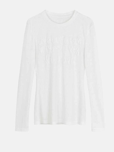 Sweet and cool style white foam letter printed long-sleeved T-shirt for women in autumn niche slightly see-through slim fit sunscreen mesh top