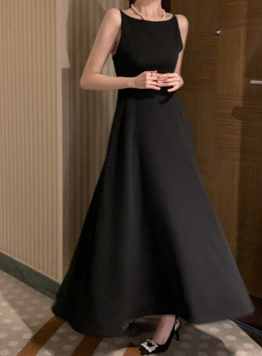 Korean chic gentle and luxurious one-shoulder high-end design sleeveless long dress