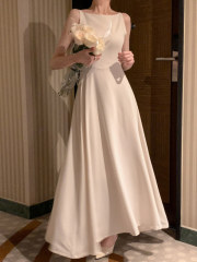 Korean chic gentle and luxurious one-shoulder high-end design sleeveless long dress