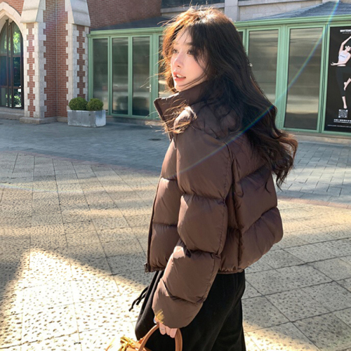 Kendou style short style new three-proof down cotton jacket for women loose thickened stand collar small person bread jacket ins trend