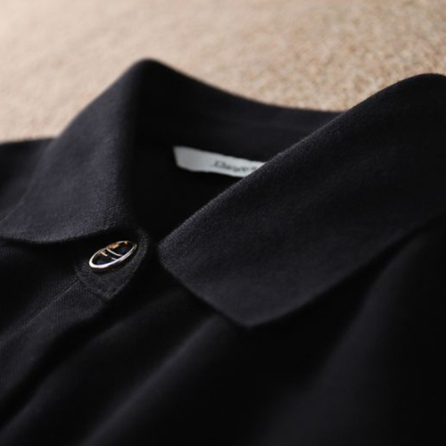 Stylish POLO collar metal buckle short-sleeved sports style cotton dress for summer with vitality and age reduction