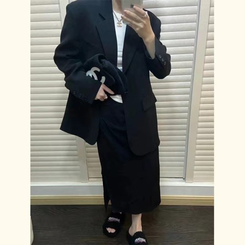 High-end design gray suit jacket for women 2024 spring and autumn new Korean style small temperament casual suit