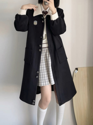 College style woolen coat for women 2024 new autumn and winter high-end temperament mid-length woolen top