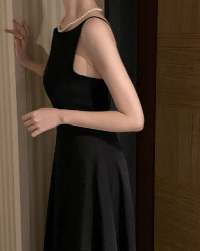 Korean chic gentle and luxurious one-shoulder high-end design sleeveless long dress