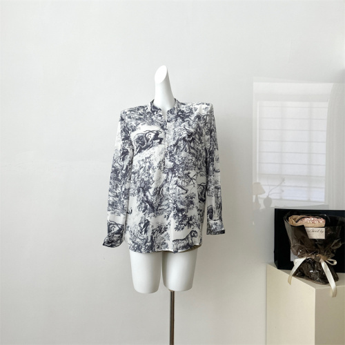 NSS COLLECTION Di0r open version animal print embroidered shirt design off-shoulder a-line dress