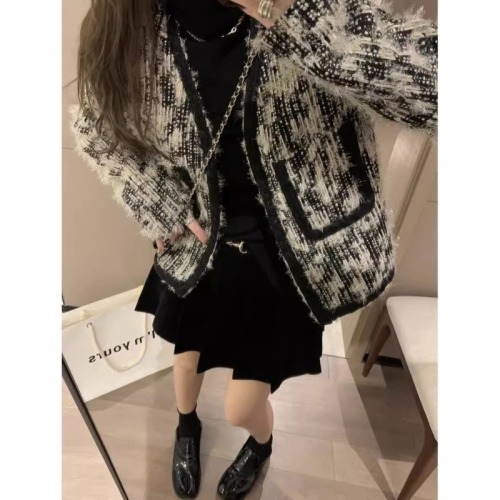 Original fabric quality, design, woven high-end sense, versatile small fragrance style jacket for women