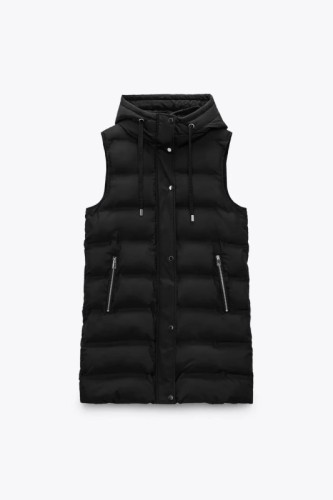 Official picture hooded vest autumn and winter thickened down cotton vest women's warm loose mid-length vest jacket