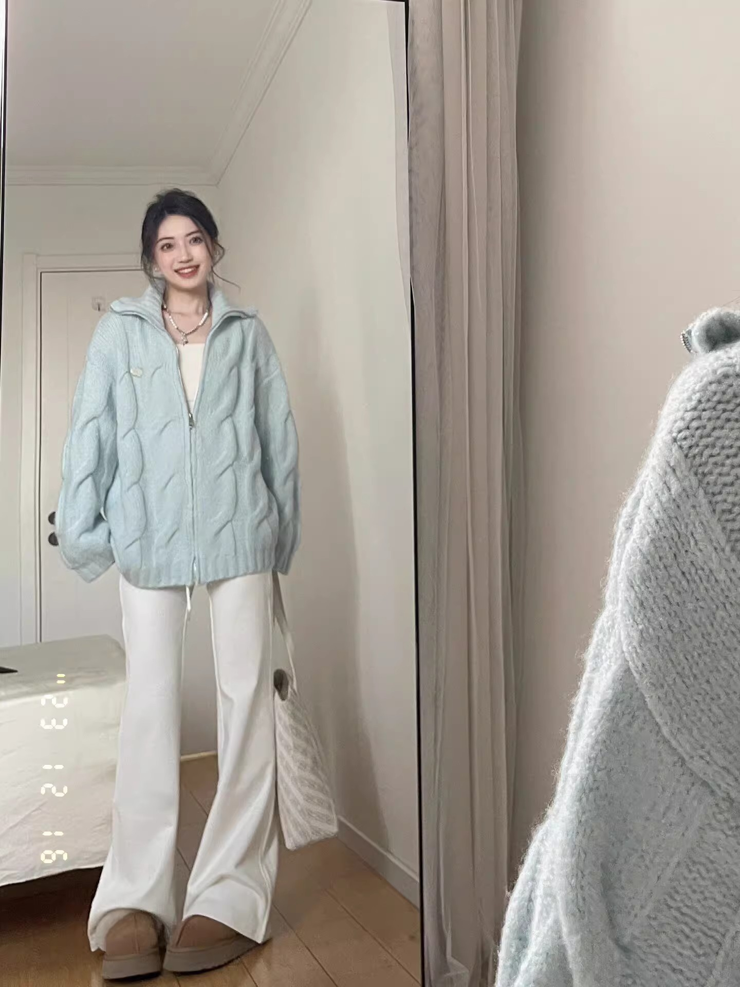 美式復古麻花拉鏈開衫毛衣女春秋寬鬆oversize休閒百搭針織外套潮