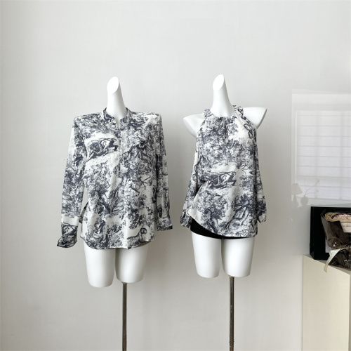 NSS COLLECTION Di0r open version animal print embroidered shirt design off-shoulder a-line dress