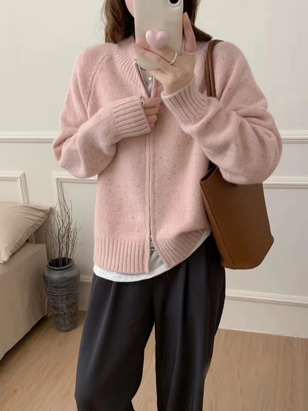 高級感超好看針織開衫外套秋冬季2024新款加厚翻領拉鏈毛衣女