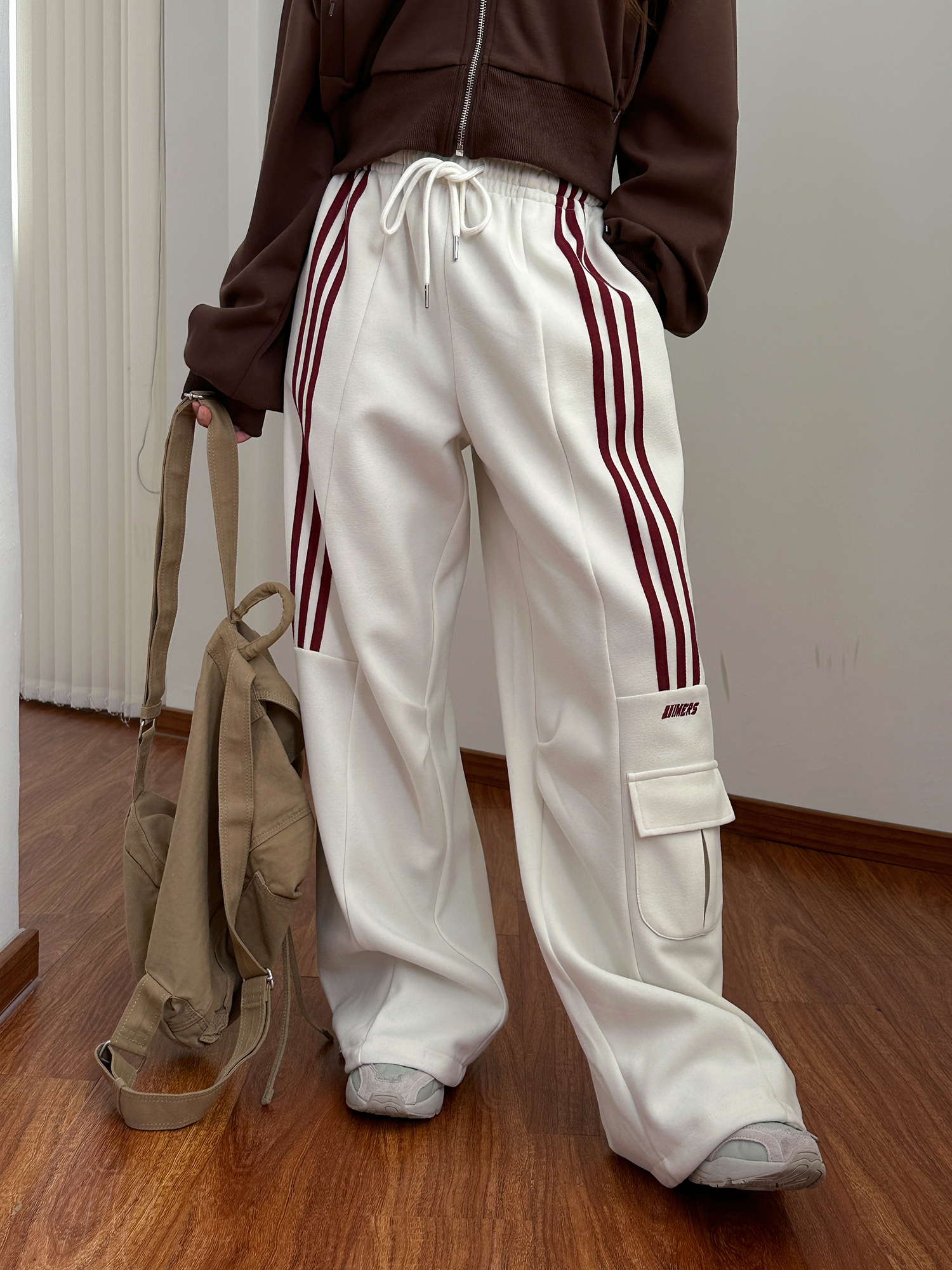 2024 Autumn/Winter Trend Brand Design Sport Street Dance Casual Sweatpants Women's Three-Stripes American Bootcut Loose Wide Leg Pants