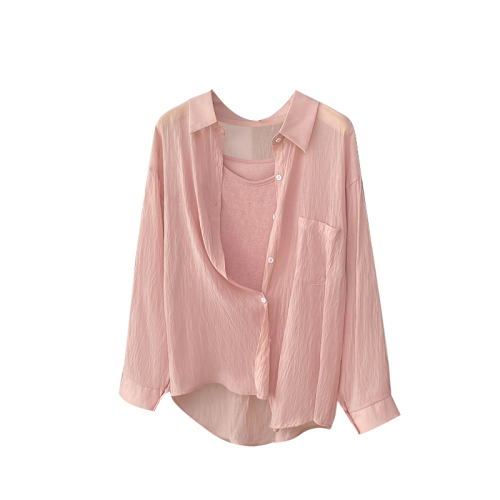 Sun protection shirt women's thin shawl summer matching suspender outer blouse chiffon top ice silk cotton cardigan