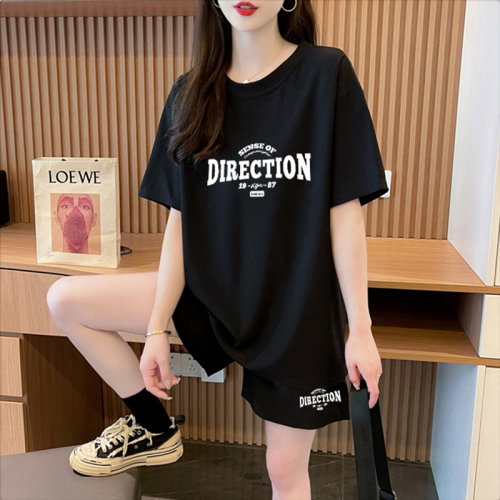 Official picture of pure cotton 2024 summer casual sportswear short-sleeved T-shirt shorts suit for women two-piece set