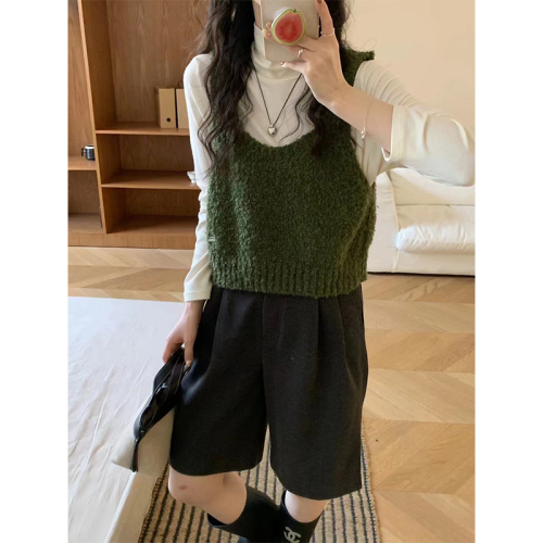 South Korea Dongdaemun 2024 Autumn and Winter Western Candy Color Knitted Camisole Vest for Women