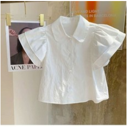 Girls Summer Suit Overalls Thin Section 2024 New Internet Celebrity Street Trend Fashionable Two-piece Cotton Shirt