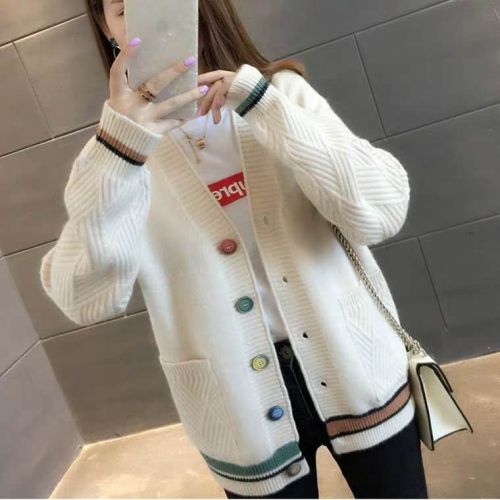 Laziness Wind Women's Loose Long-Sleeve Coat 2024 New College Style Top Versatile Slimming Knit Cardigan Fashion