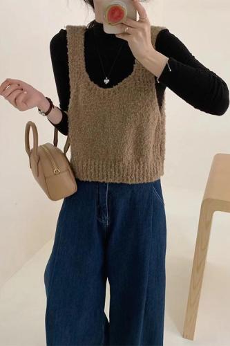 South Korea Dongdaemun 2024 Autumn and Winter Western Candy Color Knitted Camisole Vest for Women