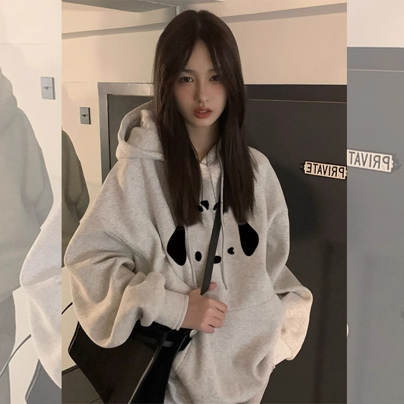 Imitation cotton Chinese cotton composite milk silk 320g silver fox velvet 420g round neck hooded double hood loose sweatshirt