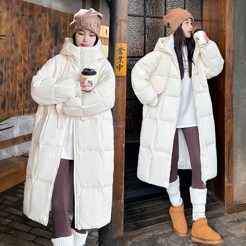 2024 new style streamer down cotton coat for women, Korean version, over the knee, thickened, high-end, Northeastern large quilt, cotton coat, winter