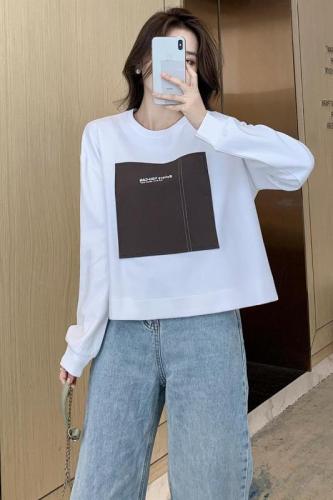 2024 early autumn new long-sleeved sweatshirt for women Korean style ins trend short loose thin top jacket for women