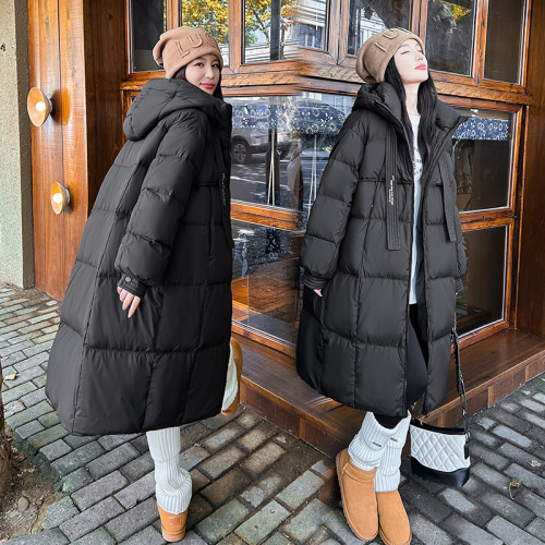 2024 new style streamer down cotton coat for women, Korean version, over the knee, thickened, high-end, Northeastern large quilt, cotton coat, winter