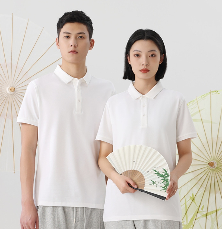 Double yarn 40 count high-end work clothes T-shirt polo shirt cultural advertising clothing embroidered short-sleeved lapel