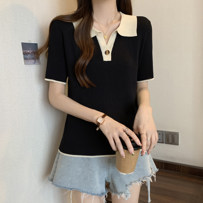 Plus size women's new summer style fat sister 200 pounds polo shirt fat mm age-reducing top