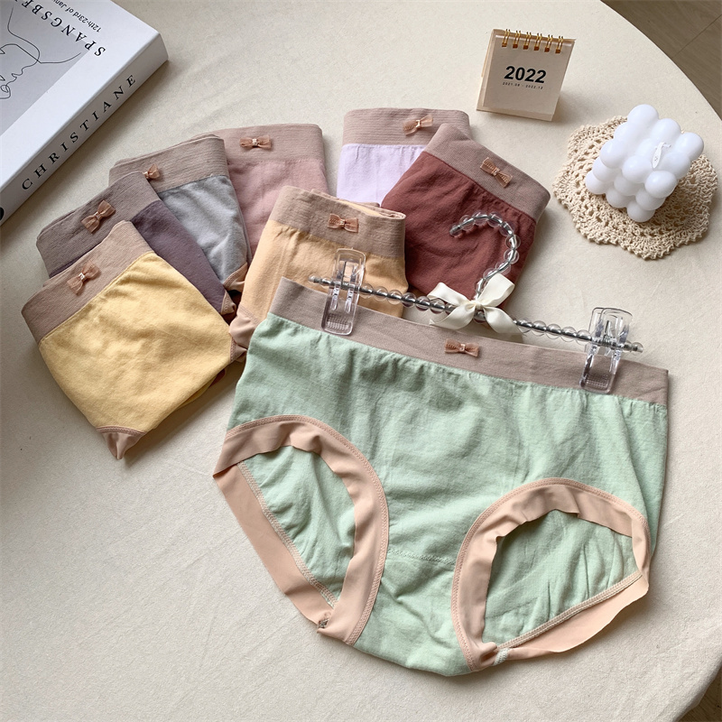 Actual shot of 2.0 silk antibacterial bottoms, seamless and comfortable, hip-covering, mid-waist girls' briefs gift box, 8 pieces