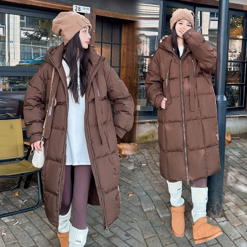 2024 new style streamer down cotton coat for women, Korean version, over the knee, thickened, high-end, Northeastern large quilt, cotton coat, winter