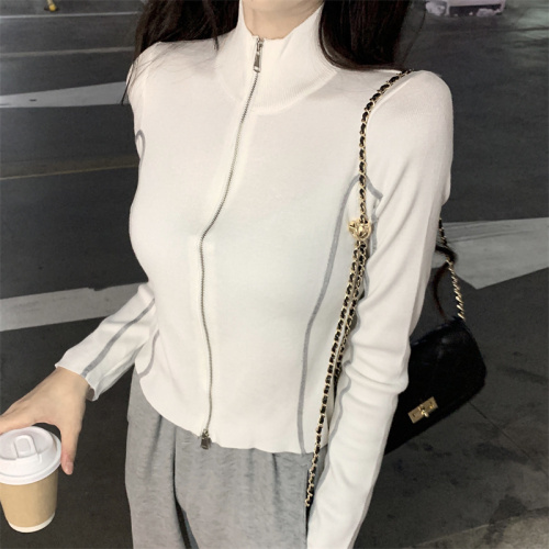 Hot girl half turtleneck top new slim fit short knitted sweater jacket for women trendy
