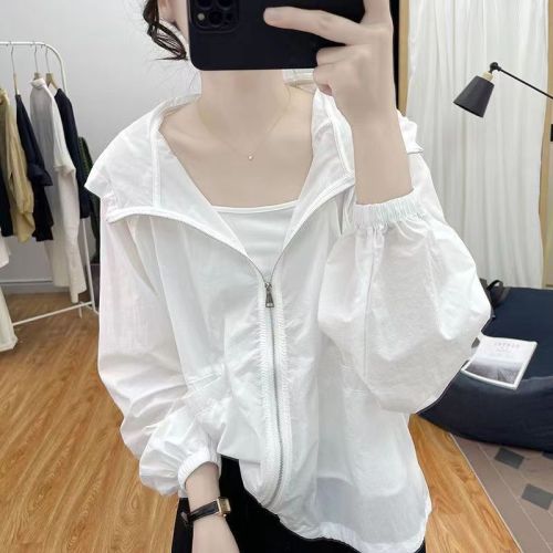 Summer Thin Hooded Loose Sun Protection Clothing for Women Korean Anti-UV Tops Sun Protection Cardigan Versatile Jacket for Women Summer