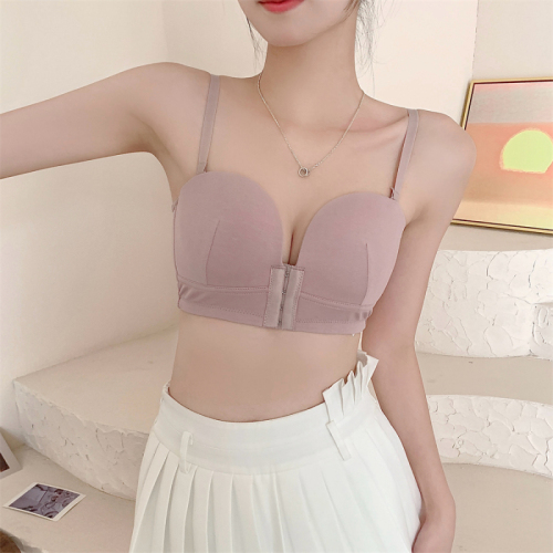 Actual price ~ large size small breasts push-up seamless cotton bra vest with front buttons to wrap breasts, breathable and beautiful back underwear