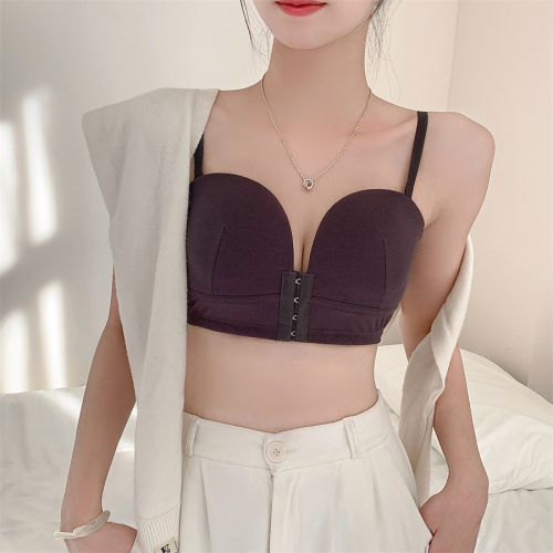 Actual price ~ large size small breasts push-up seamless cotton bra vest with front buttons to wrap breasts, breathable and beautiful back underwear