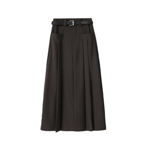 Suit pleated skirt for women 2024 spring new style high waist versatile A-line skirt mid-length umbrella skirt long skirt